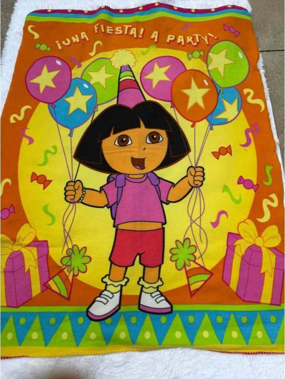Vintage 2000s Dora the Explorer Fleece Blanket